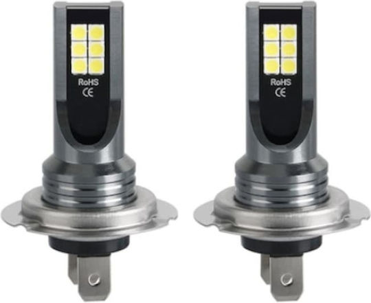 Set 2 Becuri Auto H7 Led 12v 12 Smd Putere 60w Temperatura De Culoare 6000k Flux Luminiscent 6800lm Plug Play Lumină Albă
