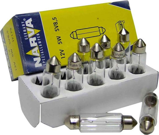 Set 10 Indicator Bulbs 12v C10w Narva