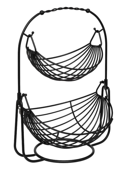 5Five Φρουτιέρα Μεταλλική 2 Επιπέδων Μαύρη 34.5x34.5x28εκ.