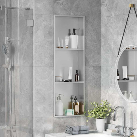 vidaXL Wall Mounted Bathroom Shelf Metallic 30x9.5x90cm Silver