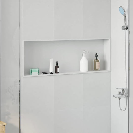 vidaXL Επιτοίχια Ραφιέρα Μπάνιου Μεταλλική 30x9.5x90cm Λευκή