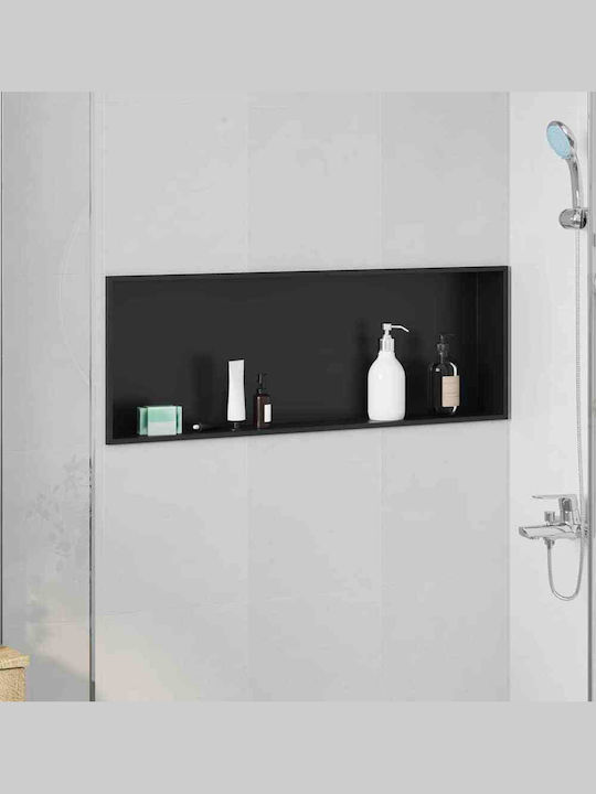 vidaXL Επιτοίχια Ραφιέρα Μπάνιου Μεταλλική 90x9.5x30cm Μαύρη