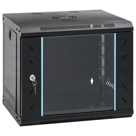 vidaXL Монтиран на стена Рак кабинет 53x45x45см Черен 42017651
