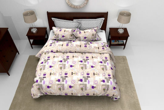 Alcam Single Quilt with Microfiber Filling 140x200cm Lavender Lavanda 250 GSM