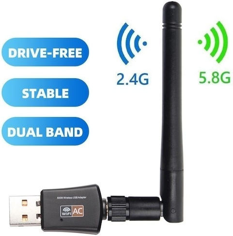 Adaptor Mini Wi-fi 600mbps Viteză Dual Band Portabil Hotspot Wi-fi Interfață Usb 2.0 Compatibilitate Largă Design Compact Portabil Negru