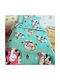 Disney Σετ Σεντόνια Μονά Βαμβακερά Mickey Τυρκουάζ 170x260cm 2τμχ