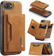 DG.MING Wallet Δερματίνης / Tempered Glass Καφέ (iPhone 17e / 16e)
