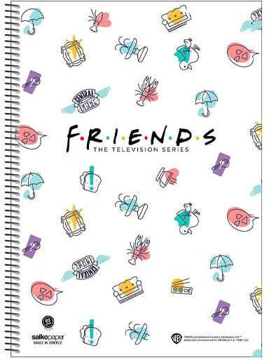 Spiral Caiet Cu dungi A4 Friends Alb 1buc