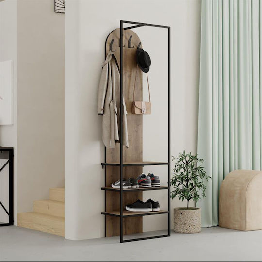 Archy Mobilier de Intrare cu Cuier & Dulap pentru Pantofi Open Walnut 53x31.7x180cm