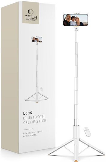 Tech-Protect L09s Selfie Stick Τρίποδο Κινητού Bluetooth Λευκό