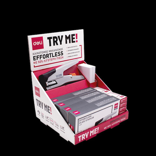 Deli Витрина Пълна Телбод Ръчен No12 и Резервни Скоби 24/6 25 Броя Try Me Сребрист