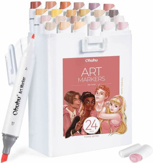 Ohuhu Kaala B Mini-Bürste & Schlanker Breit 24 Marker pro Packung Hauttöne 1mm