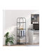 Floor-standing Living Room Display Cabinet made of Wood & Metal with Glass Black Oak 40x30x146cm
