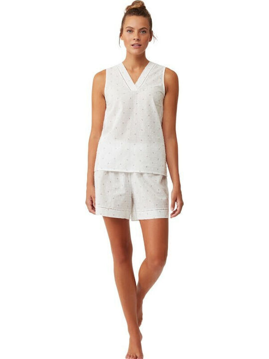 Catherine's De vară Set Pijamale pentru Femei White