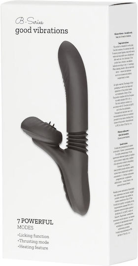 Silicone Vibrator 7 Powerful Modes Licking Thrusting Heating Black