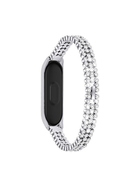 Rhinestone Decor Bracelet Xiaomi Mi Band 5 Silver