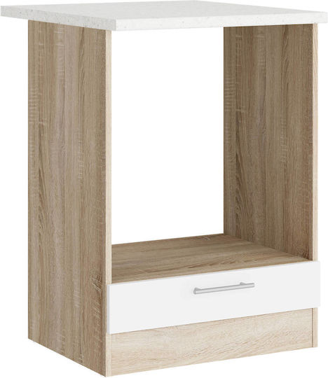 Шкаф за Долен Фурна с плот за работа Sonoma Oak, White 60x46x85бр