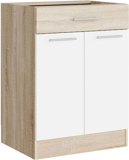Επιδαπέδιο Ντουλάπι Sonoma Oak, White 60x46x82εκ.