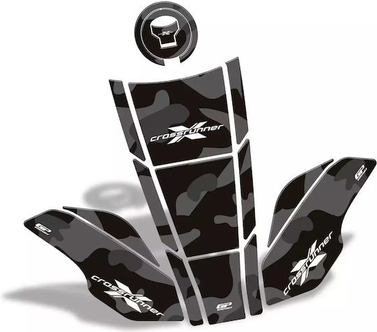 Gpk 3d Σετ Tank Pad Honda Vfr800x Crossrunner 2015-2020 Μαύρο Γκρι