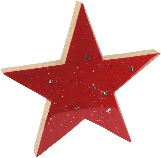 Beauty Home Wood Christmas Decorative Pendant Star 10.5x1.5x10.5cm Red