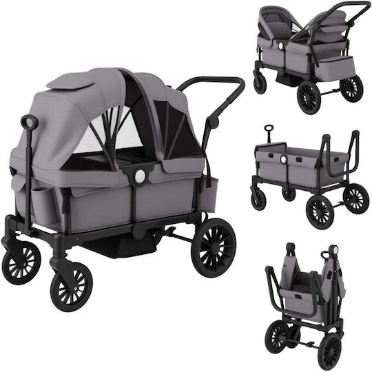 Costway Adjustable Double Stroller Suitable from 6+ Months Gray