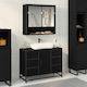 vidaXL Waschtisch mit Waschbecken L80xB33xH60cm Black Oak
