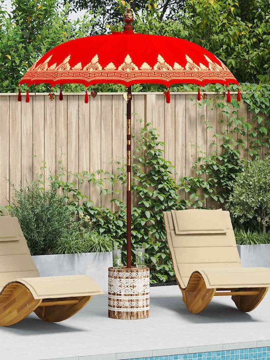 Garten & Terrassen Sonnenschirm Bodenständer Holz Rot mit Ständer 2.6x2.6m 3356897