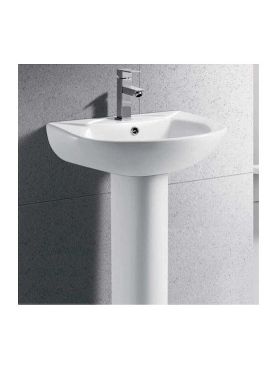 Tema Aufgesetztes Waschbecken Porzellan mit Wasserhahn 52x44cm Weiß