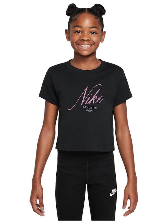 Kids' Crop Top Short Sleeve Black Sportswear