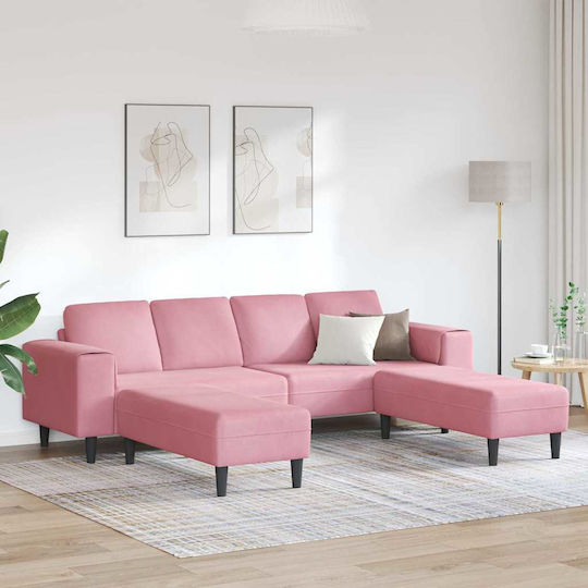 Living Room Furniture Set Couch & Stool Pink
