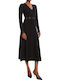 Midi Damenkleid Langärmelig Schwarz