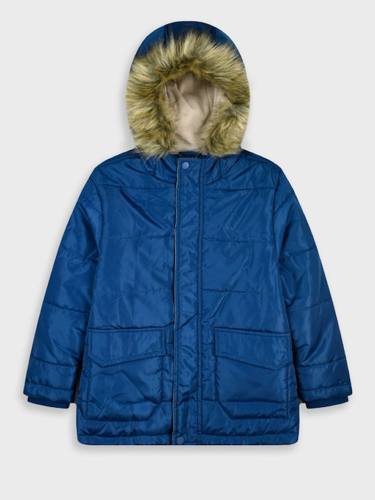 Energiers Kids Casual Short Coat with Hood Petrol