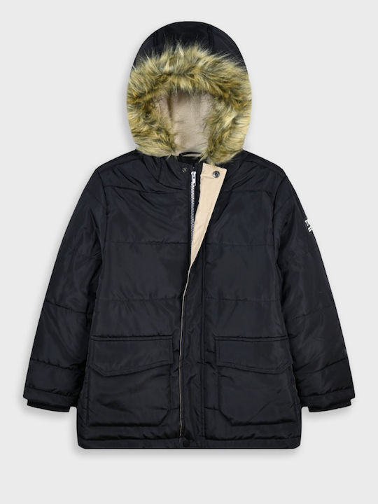 Energiers Kids Casual Short Coat with Hood Black