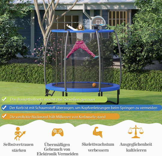 Costway TW10073 Trampoline Gymnastics Diameter 244cm with Net and Ladder