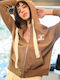 Women's Sweatshirt Jacket Hooded Brown