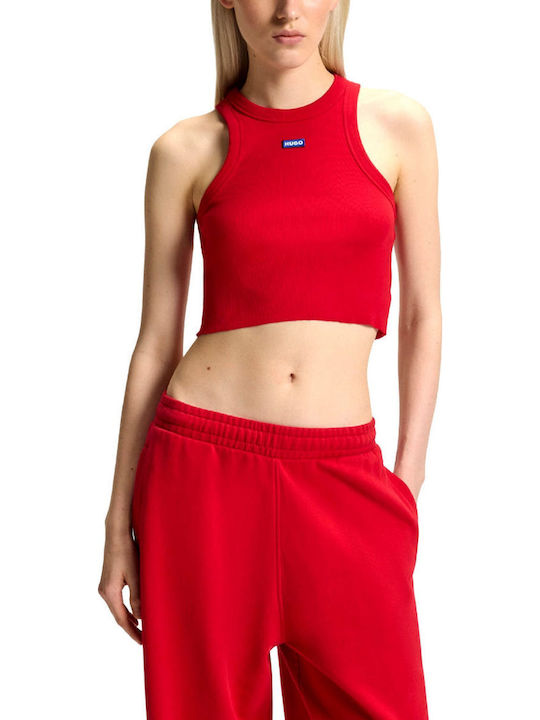 Hugo Γυναικείο Crop Top Αμάνικο Κόκκινο