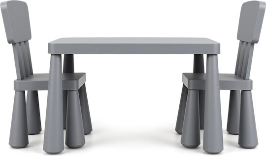 Kids Table and Chairs Set for Painting made of Plastic Gray Costway