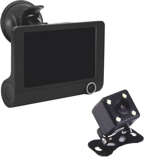 Triple Full-HD Car Video Camera 3 Cameras Front Rear Interior 4-Inch Screen