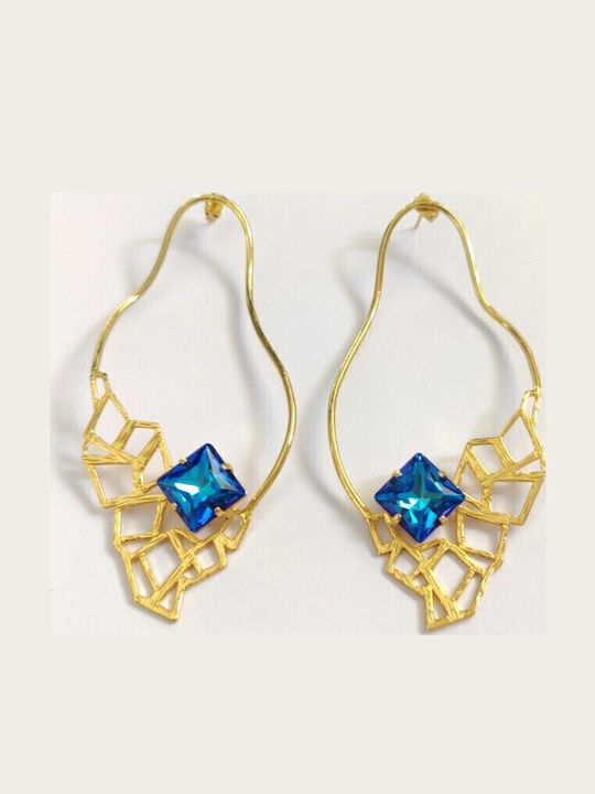 Loua Jewels Σκουλαρίκια Κρεμαστά Επιχρυσωμένα με Πέτρες