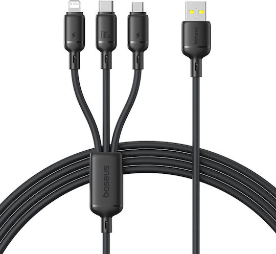 Baseus Rapid Series 3-in-1 USB to 1.5m 5A Cable (P10377705123-00)