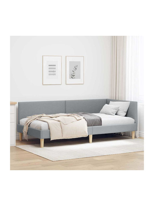 Single Bed Upholstered with Light Grey Fabric with Slats for Mattress 80x200cm