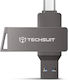Techsuit 64GB USB 3.0 Stick με σύνδεση USB-A & USB-C Γκρι