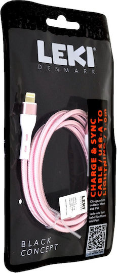Leki Braided USB-A to Lightning Cable Μαύρο 1m