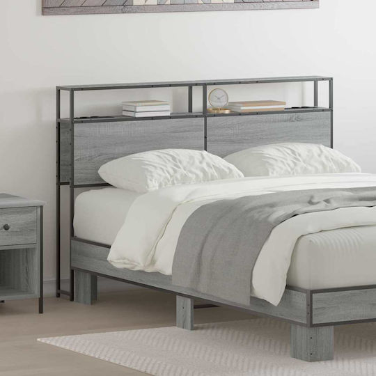 vidaXL Hölzernes Kopfstütze für Betten Grau Sonoma 163,5x98cm