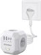 Extension Cord PowerCube 4 Позиции с USB-A, USB-C, Превключвател и Кабел 2м