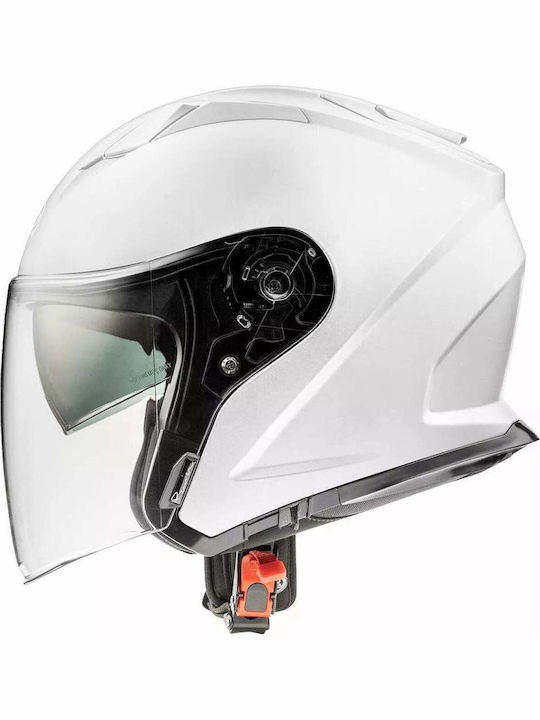 Premier Dokker U8 White Gloss Motorcycle Helmet Jet ECE 22.06 with Sunvisor