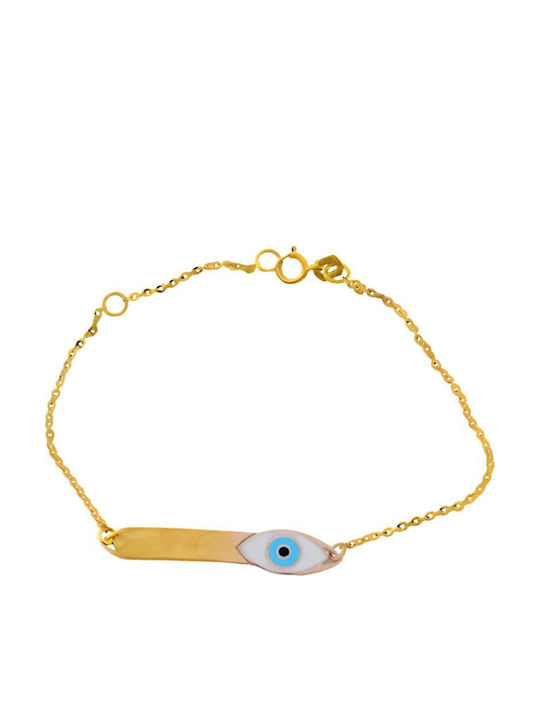 Gatsa Παιδικό Βραχιόλι Ταυτότητα από Χρυσό 14K με Ματάκι