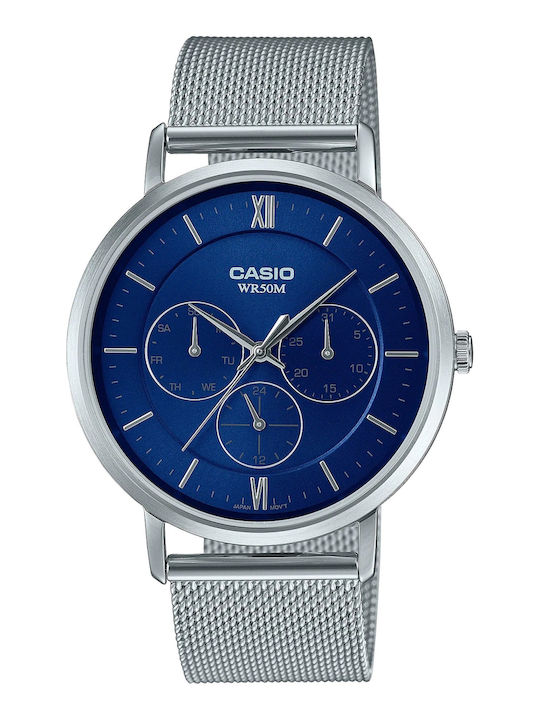 Casio Collection Ανδρικό Ρολόι 40mm Μπαταρίας με Μπλε Μεταλλικό Μπρασελέ