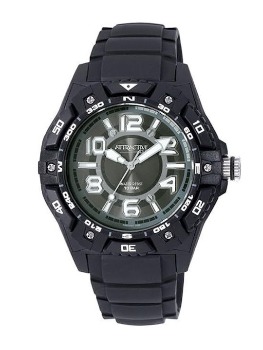 Q&Q Men's Watch 45mm Battery with Black Rubber Strap