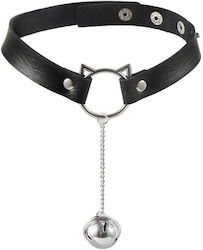 Smd Kinky Cat Kitty Ring Choker Collar Bell Adjustable Fit Pu Leather Black